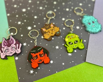 2 "Monster Girl PVC Gummi Schlüsselanhänger | Monster Girl Keychain | Monster Girl Rubber Strap | Red Demon Girl Keychain | Werwolf | Slime Girl