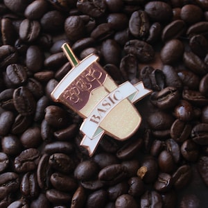 BASIC Iced Caramel Macchiato Enamel Pin | Starbucks Barista Inspired Enamel Pin | Barista Pin | Caramel Macchiato | Basic Bitch | Basic Pin