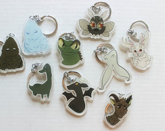 2.5" Double Sided Cryptid Acrylic Keychains | Cryptid Keychain | Acrylic Keychain | Cryptids | Mothman | Goatman | Jackalope | Jersey Devil