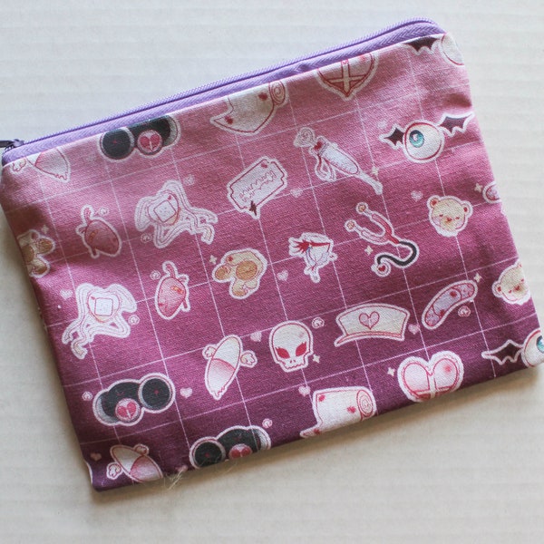 Yami Kawaii Menhera Canvas Cosmetics Pouch | Zipper Pouch | Canvas Bag | Pencil Pouch | Yami Kawaii | Menhera | Accessories Bag