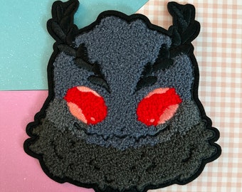 5" Mothman Fuzzy "Chenille" Iron On Patch | Spooky Patch | Mothman | Chenille Patch | Iron On | Cryptids Patch | Iron On Patch | Halloween