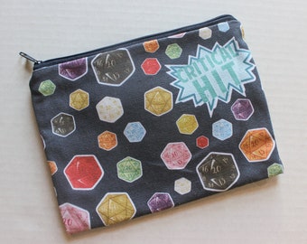 Dungeons & Dragons D20 Canvas Cosmetics Pouch | Zipper Pouch | Canvas Bag | Pencil Pouch | Dungeons and Dragons | DND | Critical Role