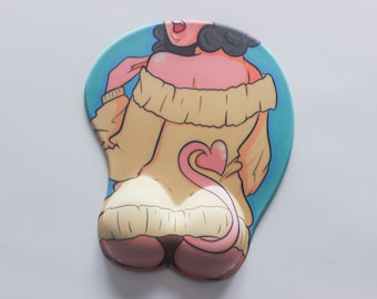 Pink Demon Monster Girl 3D Ergonomic Oppai Mousepad | Oppai Mouse Pad | Booby Mouse Pad | Demon Girl | Monster Girl | Booty Mousepad