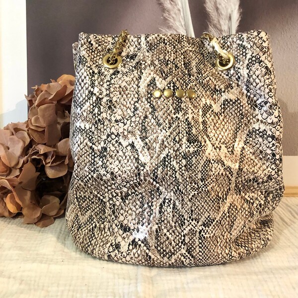 Sac sceau imprimé python vieux rose