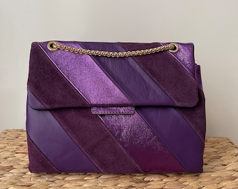 Sac Bandoulière en Cuir Violet Femme