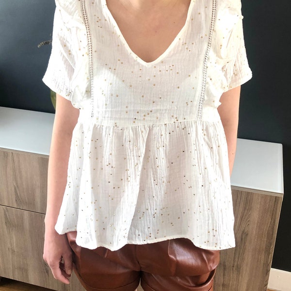 Blouse blanche en gaze de coton