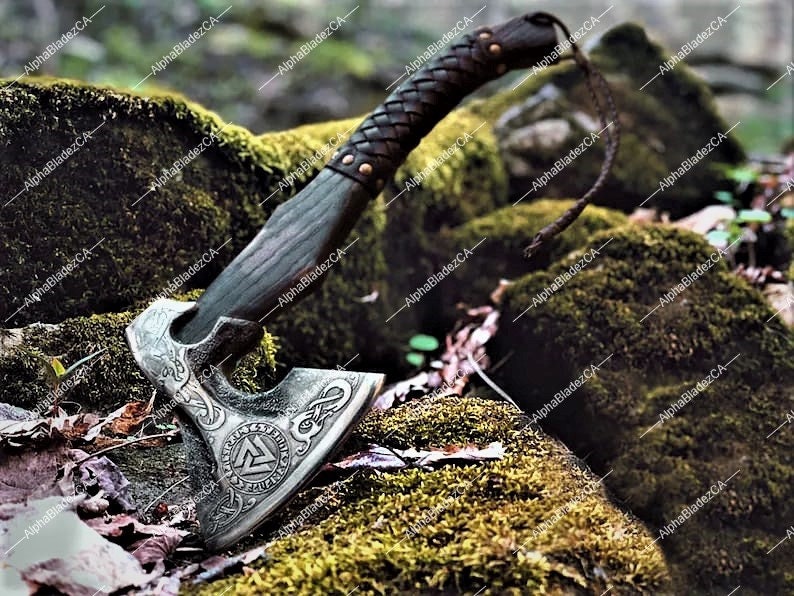 Fathers Day Gift for HIM Battle axe Ransack Viking Hatchet Viking Hatchet Viking axe Birch wood Viking Bearded axe Hand Forge axe
