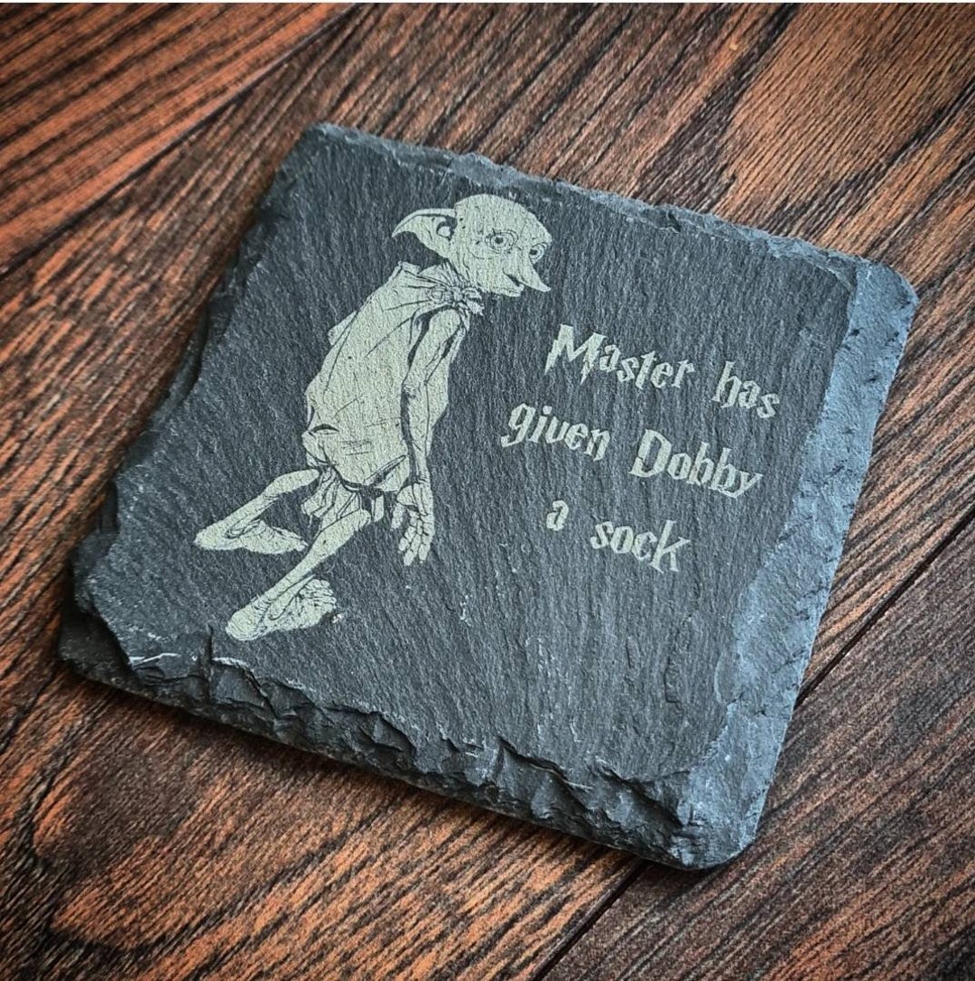 Dobby Harry Potter Slate Coaster Tea Coffee Gin Beer Wine Whisky Laser ...