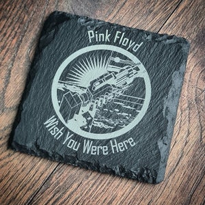 Pink Floyd Wish You Were here  Slate Coaster, Tea Coffee Gin Beer Wine Whisky Laser Engraved Gift, Wedding, Birthday, Anniversary, Christmas