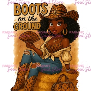 Boots On The Ground PNG | Cowgirl Boots | Rodeo Fashion | Western Cowgirl | Digital Download | Leopard Pattern | Transparent Background