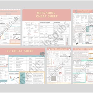 Nursing Cheat Sheets | Nursing School | Nurse Gift | Digital Download | Clinical Cheat Sheet | ICU | L&D | MedSurg | ER | Newborn | Bundle