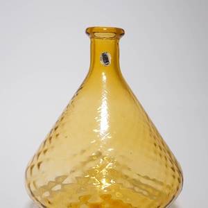 1960er Vintage italienisches Bernsteinglas Empoli &#39;Genie&#39; Dekanter Schnapsflasche