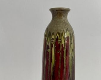 Fat Lava Glaze Drip Vase Red/ Yellow and Brown