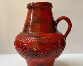 Ilk Keramik Red vase by J. L Knodgwn West German Pottery 1960s Signed
