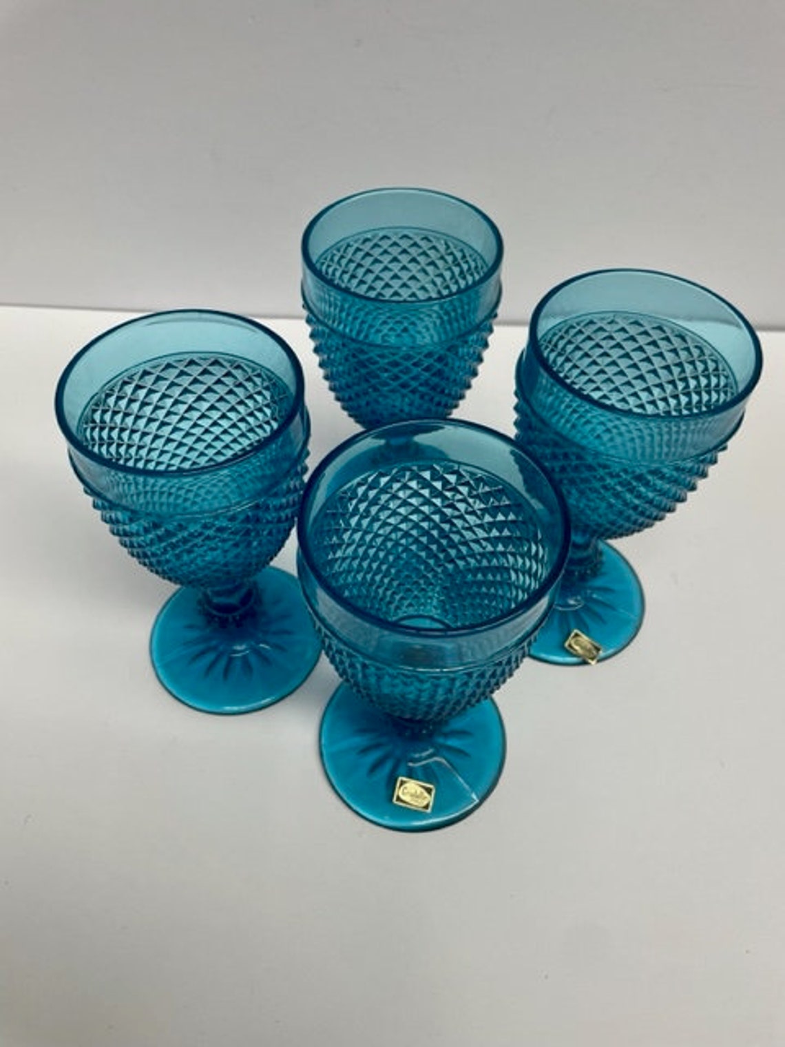 Cristallin Vintage ITALY Italian Made Thick Glass Wine Glasses 'stamped