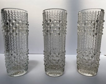 3 Vintage Glass, Sklo Union Czech Glass Candlewax Vases by Frantisek Peceny 1960s-1970s