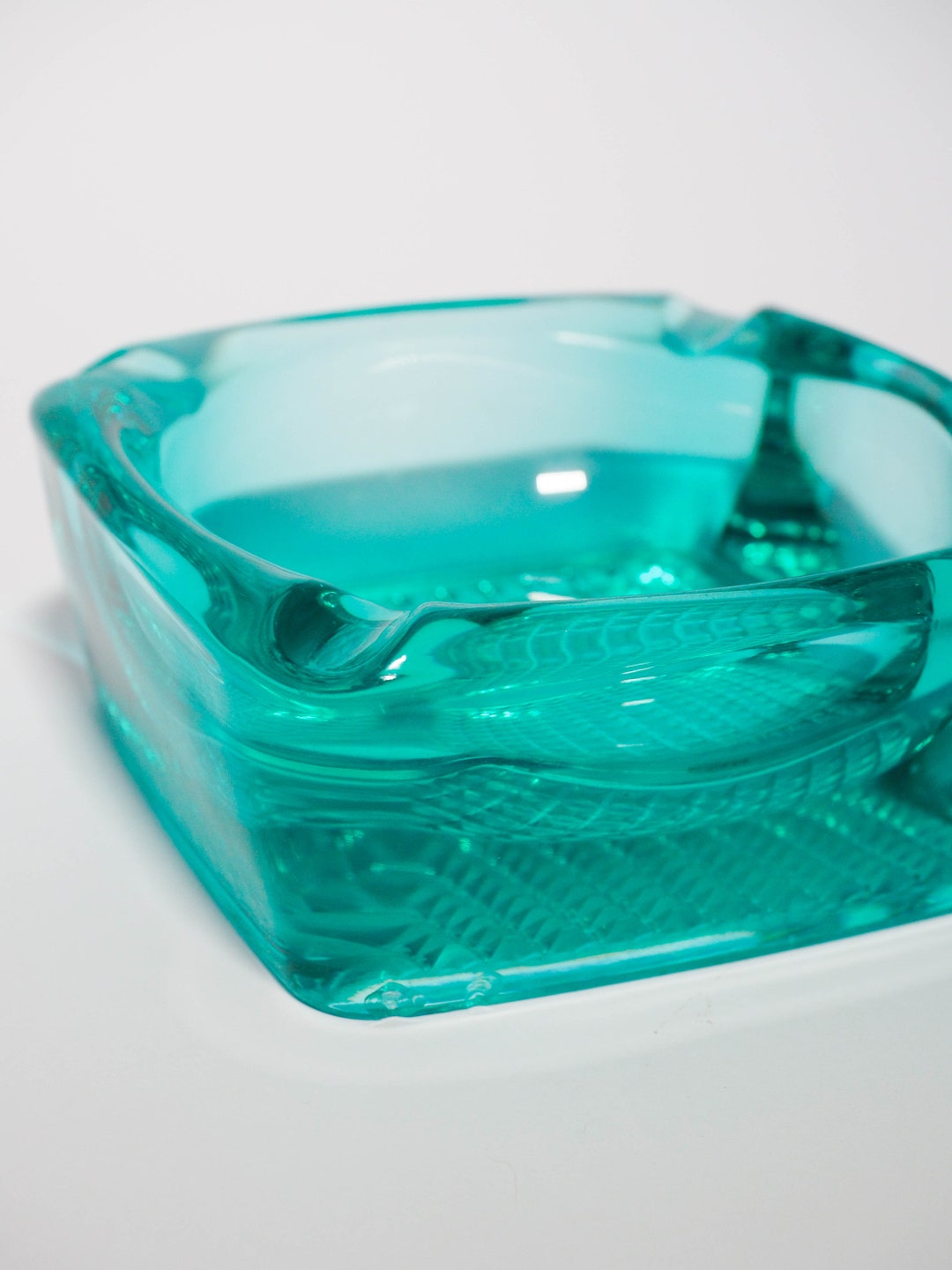 Bohemian Czech Blue Art Glass Ashtray by Rudolf Jurnikl for Sklo Union