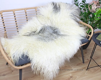 Exclusief IJslands Schapenvacht Natuurlijk Lang Glanzend Mooi Krullend Haar Scandinavisch Decor Pluizig Tapijt Premium Kwaliteit Zero Waste