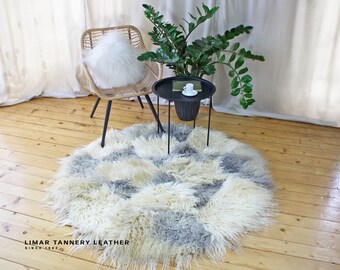 Exclusive Rug Natural Sheepskin, Long Beautiful Curly Hair, Scandinavian Decor, Christmas Gift, Work from Home