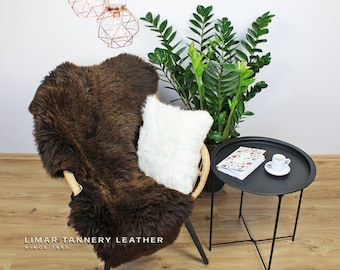 Brown Chocolate Natural Sheepskin | Sheepskin Rug | Soft Hair | Work from Home | Sheepskin Throw | Leather