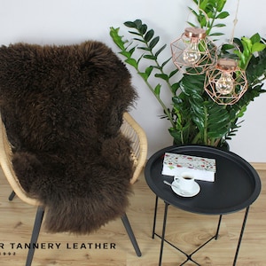Natural Colour Sheepskin Brown Housewarming Gift, Eco Friendly, Leather Area Rug, Lovely Curly Hair, Office Decor