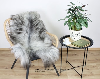 Unique Sheepskin Rug Natural Colour, Long Beautiful Hair, Leather Area Rug, Scandinavian Decor, Christmas Gift, Home Decor