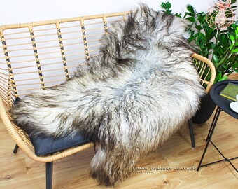 Genuine Icelandic Sheepskin Rug, Long Curly Beautiful Hair, Room Decor, Christmas Gift, Scandinavian Rug, Eco Friendly