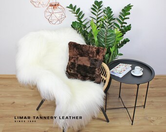 Icelandic White Cream Sheepskin Rug | Long Beautiful Hair | Housewarming Gift | Room Decor | Shabby Chic | Boho Decor | Handmade