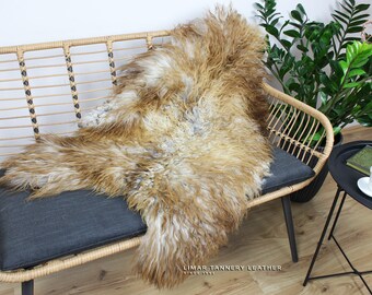 Unique Sheepskin Rug Natural Colour, Long Beautiful Hair, Leather Area Rug, Scandinavian Decor, Mothers Day Gift, Home Decor