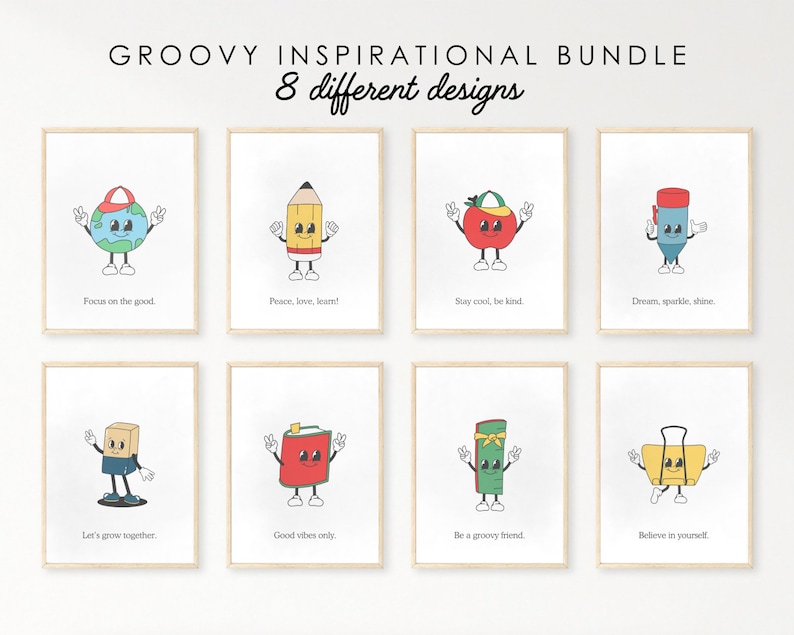 Groovy Set of 8 Educational Posters, Vintage Classroom Decor, Retro ...