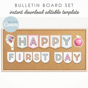 Watercolor Pastel Classroom Decor, Bulletin Board Letters, Editable in Canva, Letter Printables, Bulletin Board Prints, INSTANT DOWNLOAD PDF
