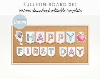 Watercolor Pastel Classroom Decor, Bulletin Board Letters, Editable in Canva, Letter Printables, Bulletin Board Prints, INSTANT DOWNLOAD PDF