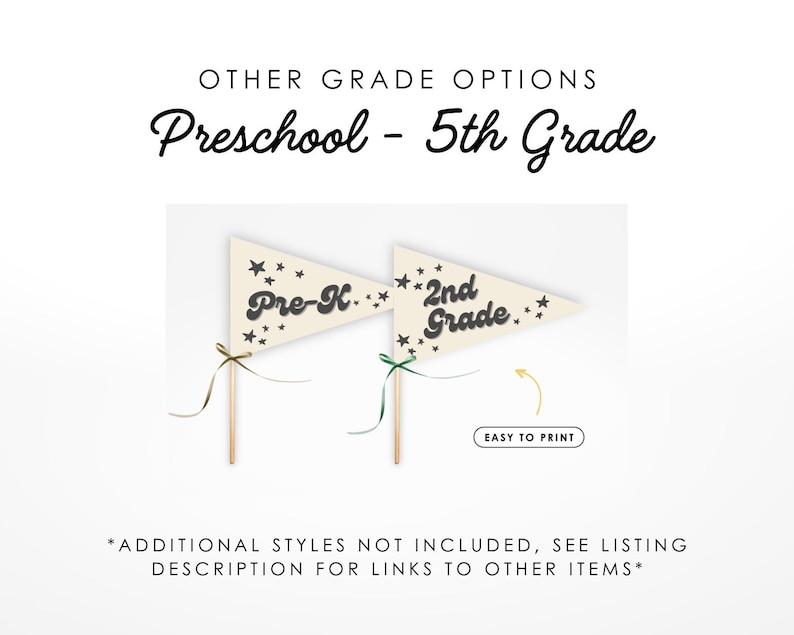 School Grade Level Pennant Flags, 1st Day of School, First Day of High ...