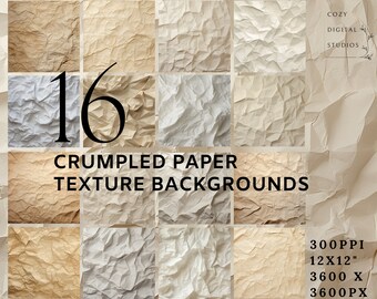 Crumpled Paper Texture Backgrounds: Scrapbook & Journal Ephemera (Digital Download)