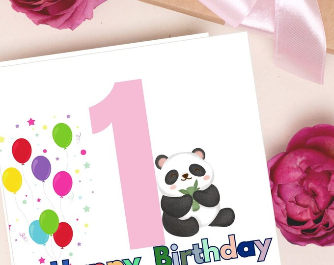 Happy Birthday 1st,2nd,3rd Personalized card custom notecard name for her notecard balloon birthday cards for him cards zoo kids birthday