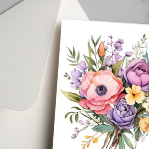 Jeu de cartes de voeux/cartes de fleurs aquarelles pour toutes les occasions/cartes de correspondance pour cadeau/cartes de fleurs assorties/cartes de correspondance bouquet
