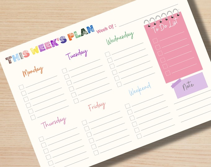 Weekly Plan Pad | Desk Planner with Habit Tracker | Daily Notepad | Weekly Agenda | To-Do List Desk Pad | To do list & Notes