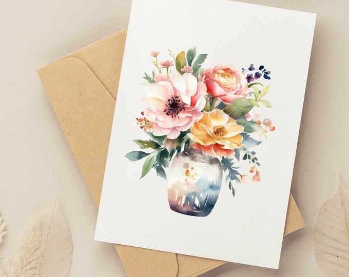 Watercolor Flower Notecard make your message personalized Notecard Botanical Elegance stationery for gift Thank you Notecard Xmas card