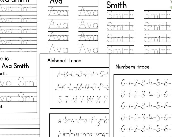 Personalized Name Tracing Page for Kids - Printable Handwriting Practice Sheet/ kids activities , page for kids PDF &PNG