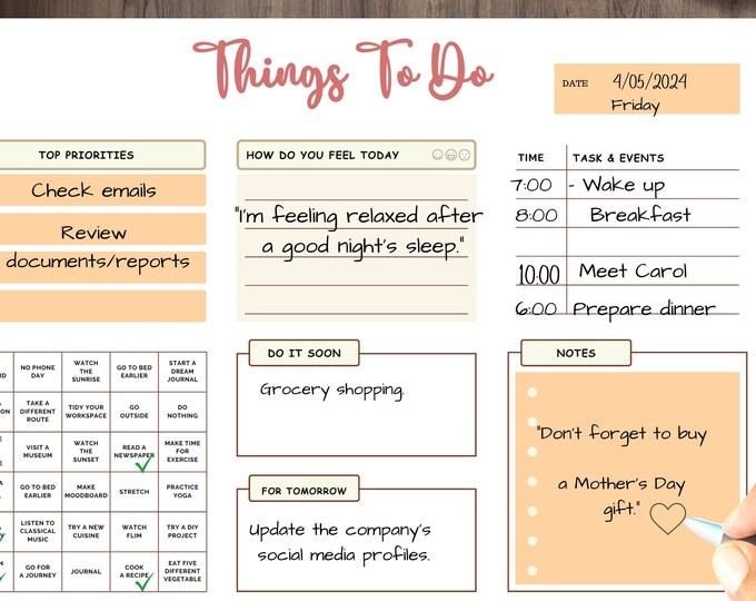 Task Planner Notepad | To-Do List Pad | Letter Size Organizer | Daily Weekly Checklist for Productivity