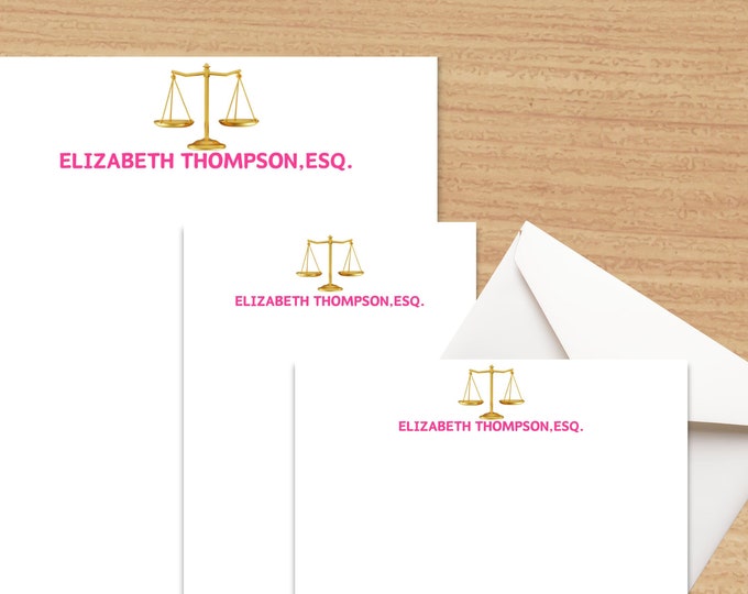 Law Stationery - Personalized Justice Note Cards for Lawyers, Unique Gift for Legal Professionals & Office Use