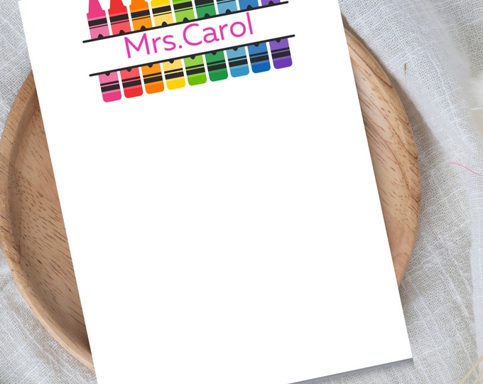 Teacher's Notepad/Gif for teacher/ Gift Notepad/teacher Notepad/ school design For teacher/Note pad school/Crayons design