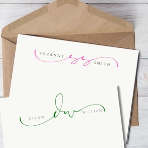 Personalisiertes Briefkarten-Set mit Monogramm – individuelles, modernes Briefpapier für Paare, hübsche Monogramm-Karten in den Größen A2 und A7