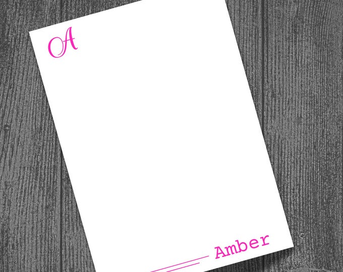 Personalized Notepad - Custom Initial Gift for Teacher, Minimalist Office Supplies for Men & Women, Stylish Stationery