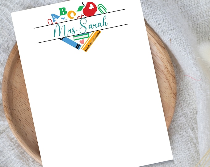 Teacher Appreciation Gift: Cute Personalized Teacher Notepad for Christmas & Back to School