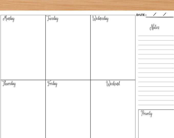 Minimalist Weekly Planner Notepad – 8.5" x 11", 55 Sheets, Simple Daily planner, Large size Printed in the USA
