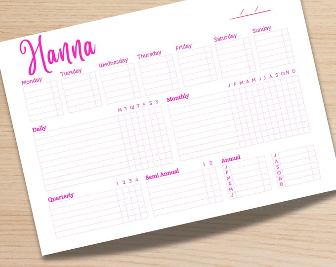 Luxury Notepad Daily, Weekly Note Pad personalized organization, Custom Planner