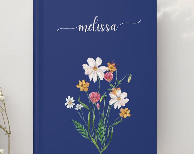 Floral Hardcover Journal: Modern Script Writing Notebook