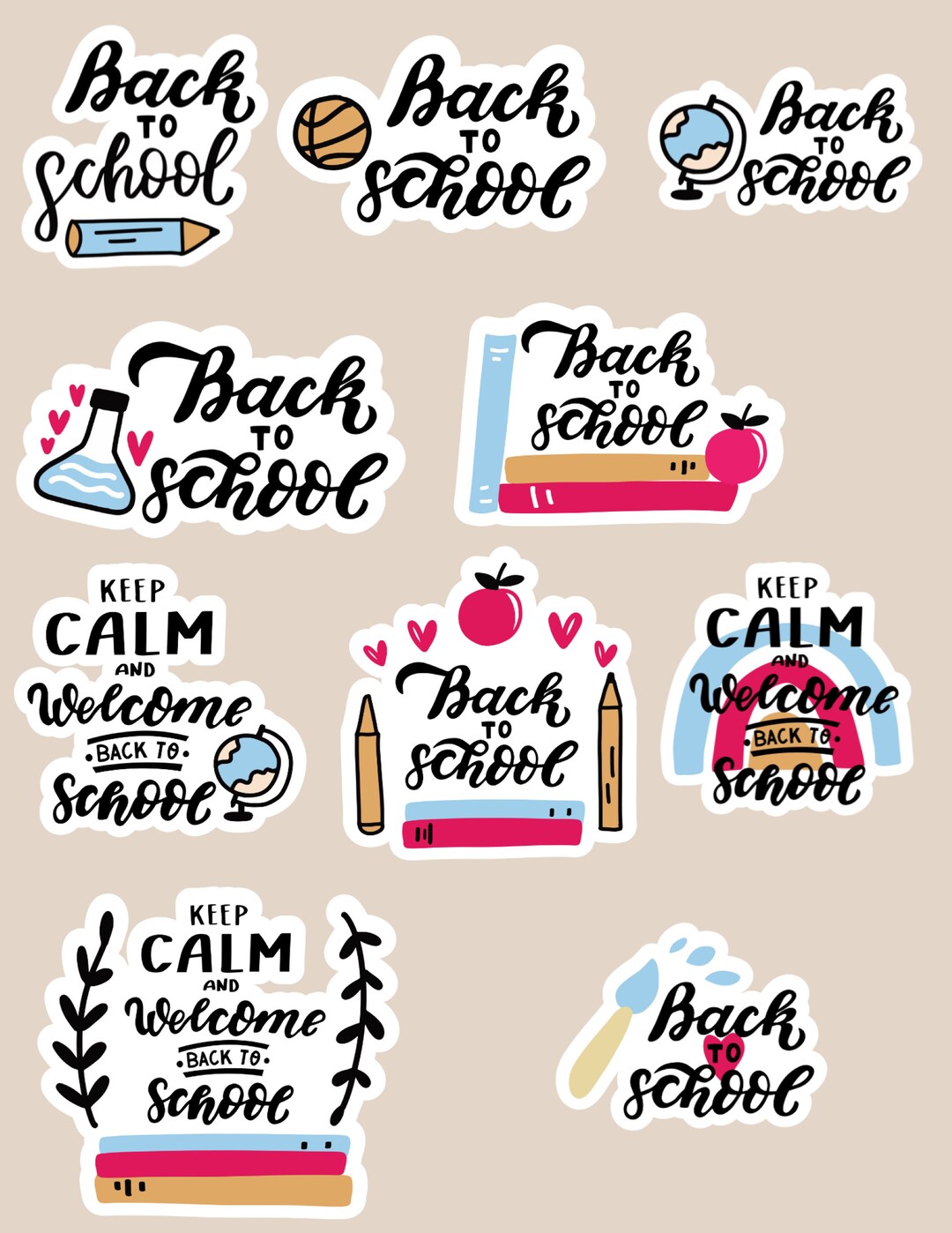 30 Waterproof Vinyl Stickers Back to School/ Resistant Etsy