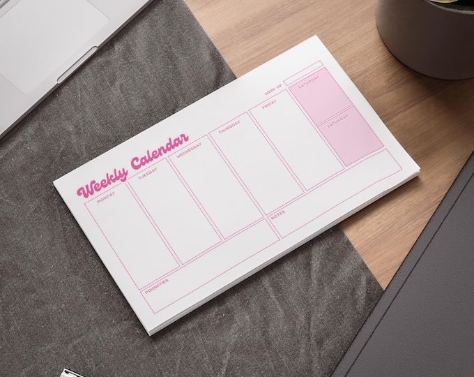 weekly Planner Notepad, Stay Organized, Cute Stationery, Desk Accessories, Gift for Students, Teachers, Office Supplies pink